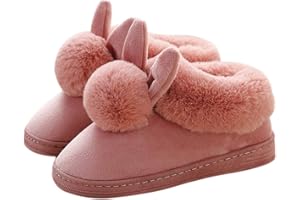 Ymysfit Sfit Femme Chaussons Hiver Pantoufles en Coton Chaud Couleur Unie Chaussures d’intérieur Slipper Lapin en Peluche House Shoes Maison Mode Hiver