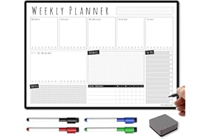THE MAGNET SHOP TMS Magnetic Weekly Planner/You Got This A3 | Dry Wipe Whiteboard Planner for Home, Office or Students | with 4 Dry Erase Pens and Eraser (Charcoal, A3-WP2)