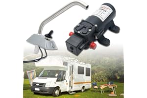 SANWAN Sunwan 12V RV Water Pump High Pressure Micro Self-Priming Diaphragm Galley Electric Pump & 360°Spin FAUCET/TAP for Boat/Caravan Motorhome