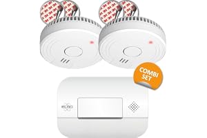 ELRO FF1840 Brandskyddssats - 2x rökdetektorer med magnetisk montering - 5 batterier & kolmonoxiddetektor - 10 års sensor