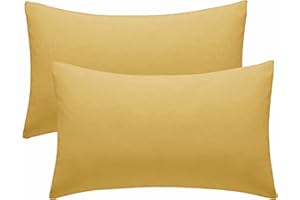 DN COLLECTION Pillow Cases 2 Pack Ochre Pillow Covers 50X75CM Hotel Quality Poly Cotton (Ochre, 2 Pillow Cases)