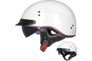 ACLFFSHOP Demi Casque De Moto, Casque Jet Rétro, Casque Bol Moto Homologué ECE, Casques Vintage à Face Ouverte, avec Pare-Soleil et Doublure Intérieure Amovible, pour Vélos Motos Scooter