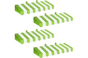 Boao 4 Pack Circus Awning Decoration 3D Stripe Cardboard Awning Carnival Wall Decor Circus Party Favors for Lemonade Stand Bakery Ice Cream Truck Bulletin Board Decor (Bright Green and White)