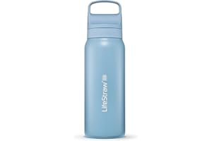 LifeStraw Go Series - Borraccia isolata in acciaio inox con filtro acqua per viaggi e uso quotidiano. Rimuove batteri, parassiti e microplastiche, migliora il sapore, 700ml, Icelandic Blue (blu)