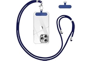Vauki Cordon Telephone Portable, Tour de Cou Téléphone Universelle avec Patch, Réglable Amovible en Nylon Collier Lanière Corde en Bandoulière Compatibles avec Plupart des Smartphones Case, Bleu 01