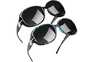 Joopin 2PCS Gafas de Sol Mujer Polarizadas Diseño de Gran Tamaño Marco Grande Brillante Estilo Clásico de Moda