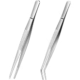 Adiwo 2 Pieces 30 cm Precision Stainless Steel Kitchen Tongs, Professional Kitchen Tongs, Multi-Function Barbecue Tongs for K