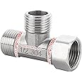 Beduan Stainless Steel 1/2" G 3 Way Diverter, Movable Cap Flexible Tee Connector for Angled Valve, Bidet, Sprayer, Shower Arm (All 3 way is 1/2 G threaded!!, Thread ID/OD is 19.8MM/3/4")