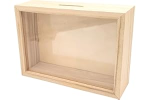 MÉGACRÉA Tirelire en Bois avec fenêtre 17 x 12 x 5 cm