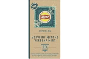 Lipton Infusion Verveine Menthe Capsules Compatibles Nespresso, Anti-stress, Parfum Savoureux de Menthe, 1 x 10 capsules