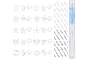AoedeJ 2/10/15 Pairs Silicone Clear Earrings Invisible Plastic Earrings with 60 Pcs Ear Floss with 100 Pcs Earring Posts for Sports Work