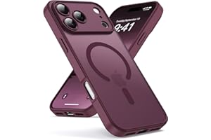 Oududianzi-Hülle für iPhone 17 Pro Kompatibel mit Magsafe Handyhülle, Durchscheinende Mattierte PC Rückseite TPU Bumper Silikon Schutzhülle, Kameraschutz Transluzente Matt Kratzfest Stoßfest-WineRed