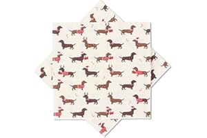 TUTUKYLE Servietten Weihnachten, 32 Stück Dackel Weihnachtsservietten 33x33, Weihnachten Tischdeko Weihnachts Servietten mit Motiv, Weihnachtsdeko dackel Servietten Winter