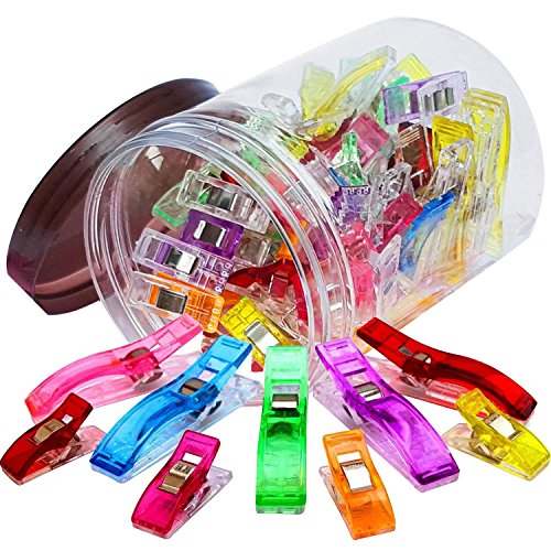 100 Stück 2 Clips Größen Kunststoff Mehrzweck Nähen Quilten Crafting Clip Handwerk Werkzeuge Zubehör Mischfarbe mit Vorratsgefäß