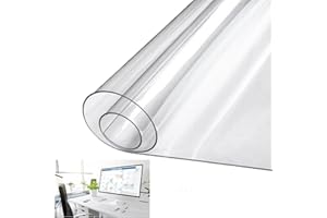 Delamiya Protector de escritorio transparente, 90 x 40 cm, impermeable, antideslizante, lavable, alfombrilla de escritorio, grande, protector de mesa, bordes redondos, para oficina, hogar, niños