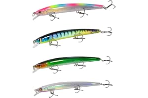 AUDIO FREQUENCY% 通用 Appât de Natation Leurre Brochet Fishing Artificiel Leurres Crochets Appâts Rigides avec Hameçon Aigu Surf Pêche Leurre Rotatif Natation Leurre Eau Douce Eau Salée Perche Brochet Sandre (4 Pièces)