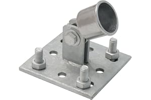 NIEDERBERG METALL Strebenplatte 10x10cm inkl. Strebenkappe Strebenhalter für Zaunstreben mit Ø34mm Aufschraub-Platte für Einschlag-Bodenhülsen Pfostenträger feuerverzinkt Silber