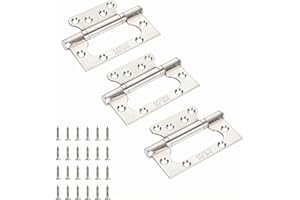 CNSTZX Pack of 3 Door Hinges Foldable 100 mm × 71 mm, Stainless Steel Hinge for Wooden Doors Hinges, Large Heavy Duty Door Hinge with 24 Screws for Solid Doors Indoor Outdoor Silver