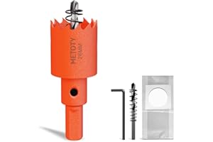 METOTY 26mm Bi-Metal Hole Saw,Universal HSS M42 Hole Saws,with Triangular Shaft Adapter and Centring Drill, One Free Dust Bag for Aluminum, Metals, Plastics, Acrylic Glass, Wood, Gypsum board