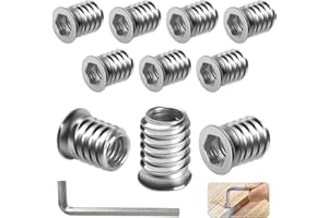 BOUMVID Einschraubmutter M6x10, 10 Stück Einschraubmuffen Gewindeeinsätze Holz Einschraubhülse Gewindeeinsatz Verzinkter Einschlagmutter Einschraubgewinde Innensechskant Muttern für Holzmöbel