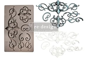 PRIMA MARKETING INC Redesign With Prima 655350632359 Tillden Flourish Clay, Soap Making Molds,Pottery & Modeling Clays, Silikon, 5"x8"x8mm