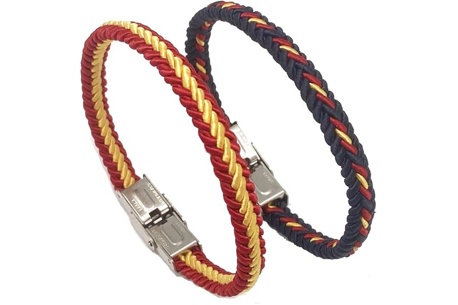 Pack de dos pulseras con trenza de España (Azul marino + bandera)