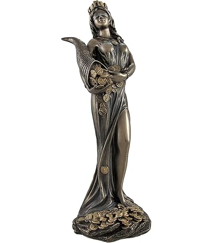 Figura Della Dea Greca Della Fortuna In Resina Dorata Collezione