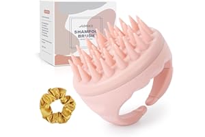 AIMIKE Spazzola Cuoio Capelluto, Massaggiatore Cuoio Capelluto per Capelli Bagnati Asciutti, Spazzola per Capelli in Silicone per la Crescita dei Capelli, Shampoo Massaggiare Riduce la Forfora-Rosa