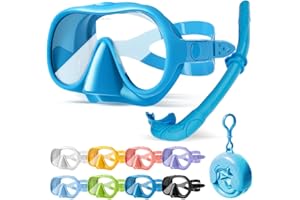 HINATAA Juego de esnórquel para adultos, gafas de buceo sin marco, 180°, ultra visión amplia, antivaho, antifugas, máscara de buceo profesional, gafas de natación para mujeres y hombres