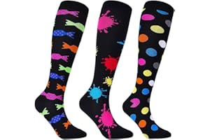 Miavogo 3 Paar Kompressionsstrümpfe für Damen, Kompressionssocken mit 20-30 mmHg Bunt Thrombosestrümpfe compression socks für Sport Laufen Reisen