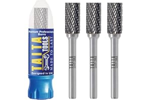 TAITATOOLS Carbide Burr 1/4" Shank, SA-3 Tungsten Double Cut Rotary Die Grinder Bits - Cutting Burrs for Milwaukee, Dewalt and Makita Die Grinder Accessories - Wood Carving Metal Working & Sturdy Storage Case
