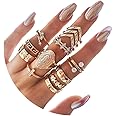 CSIYAN 9-15 Pieces Stackable Knuckle Multi Size Ring Set,Boho Vintage Crystal Stacking Midi Finger Rings for Women Teen Girls