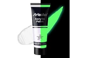 Artecho Peinture phosphorescente néon, tubes de 120 ml, peintures artisanales pour toile, roche, pierre, bois, tissu, fournitures d'art
