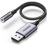 UGREEN Adattatore Audio USB a Jack 3,5 mm Supporta 24bit 96KHz Scheda Audio Esterna Adattatore USB-A a Jack Adattatore per Cu