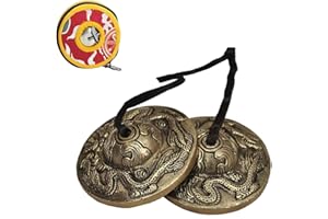 HIQE-FL Tingsha Tibetano,Tingsha Glocken,Tibetan Bell,Campana Tibetana,Campane Meditazione,Strumento a Percussione del Tempio (B)