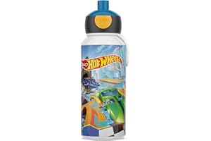 Mepal - Botella para Beber Pop-up Campus - Botella para Beber - Botella Agua a Prueba de Fugas para la Escuela - Sin BPA y apta para Lavavajillas - 400 ml - Hot Wheels