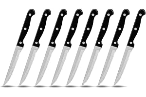 Homikit Steakmesser Set, 8 Stück Edelstahl Gezacktes Steakbesteck, Steak Besteck Messer für Haus Restaurant, Rostfrei & Spülmaschinenfest