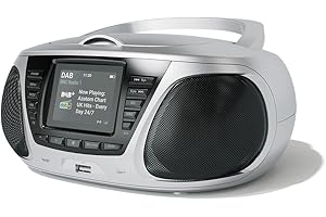 Portable CD Player with DAB/DAB+/FM Digital Radio | Bluetooth & USB MP3 Player | Large Display | Battery & Mains Powered (6x”C”) | Perfect for Home, Office or Outdoors | AZATOM Zenith Z4 (Silver)