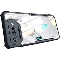 GIOPUEY Custodia per ASUS ROG Phone 7/7 Ultimate, Cover Rigida in PC + Morbida in TPU, Alta Trasparenza, Custodia Trasparente