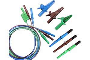 Leaderman LDM065 - Unfused, Silicone, Heat Resistant Test Lead Set For Multifunction Testers, Ideal Spare Or Replacement For Kewtech Multifunction Tester Leads Probes & Crocodile Clips (Will Fit KT63, KT64 & KT65), Similar To ACC065