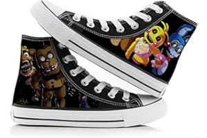 ANJINGUANG FNAF Merch Anime Printed Canvas Shoes 2021 New Lace-Up Casual Fashion Sneakers High Top Canvas Shoes for Men Women