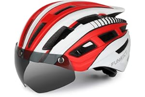 FUNWICT Casco Bici per Uomo Donna Adulti, Leggero Casco Bici da Corsa con Visiera Magnetici Staccabili e Luce LED, Regolabile Caschetto Bici 57-61 CM