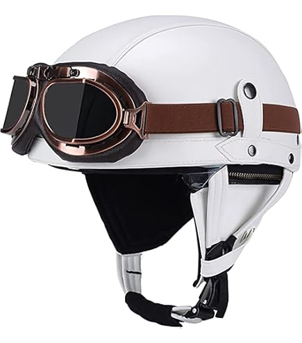 Casco Moto Jet Retrò Tedesco Con Occhiali - Calotta ABS, Omologazione ECE, Fibbia Sgancio Rapido - Unisex Per Street Bike E Cruiser