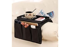 BEISIJIA Organizador de reposabrazos con bandeja para tazas, sofá Caddy TV, soporte de almacenamiento para teléfono móvil, tabletas,revistas, libros,gafas,cables, bebederos, aperitivos, bolsa de
