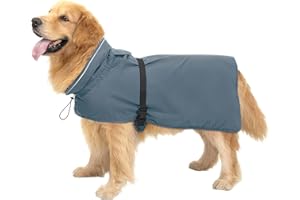 Manteau de Pluie Imperméable pour Chien Zellar, Adjustable et Léger avec Bande Réfléchissante & Passage pour la Laisse, Enfilage Facile, Manteau Chien Imperméable pour Chiens Moyens et Grands, XL Gris