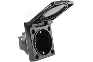 BEMATIK.COM BeMatik - Base de enchufe schuko empotrable IP44 a tornillo con tapa de color negro