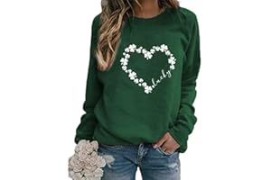 Ykomow St Patricks Day Sweatshirt Women Long Sleeve Leopard Shamrock St. patricks Shirts Tees