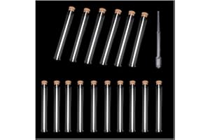 40 Stück Reagenzglas mit Korken,Dancepandas 12 * 100mm/7.5ml Reagenzgläser Kunststoff Transparent,Reagenzgläser für Blumen DIY,Labortisch,Blumenröhrchen mit Einer 0.5 ml Pipette