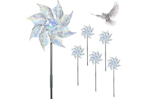 AOOWU Odblaskowy wiatrak, 6 sztuk odstraszacz ptaków i gołębi, wiatrak przeraża ptaki, odstraszanie gołębi, strach ptaków chroni ogród, sad, dom, gospodarstwo domowe