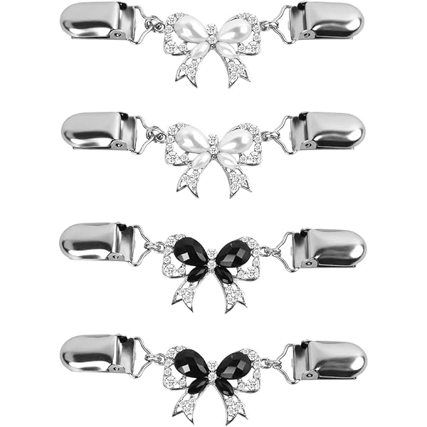Lot De 4 Clips Pour Cardigan - Alliage Argenté Avec Strass, Réglables, Pour Robes, Châles, Chemisiers